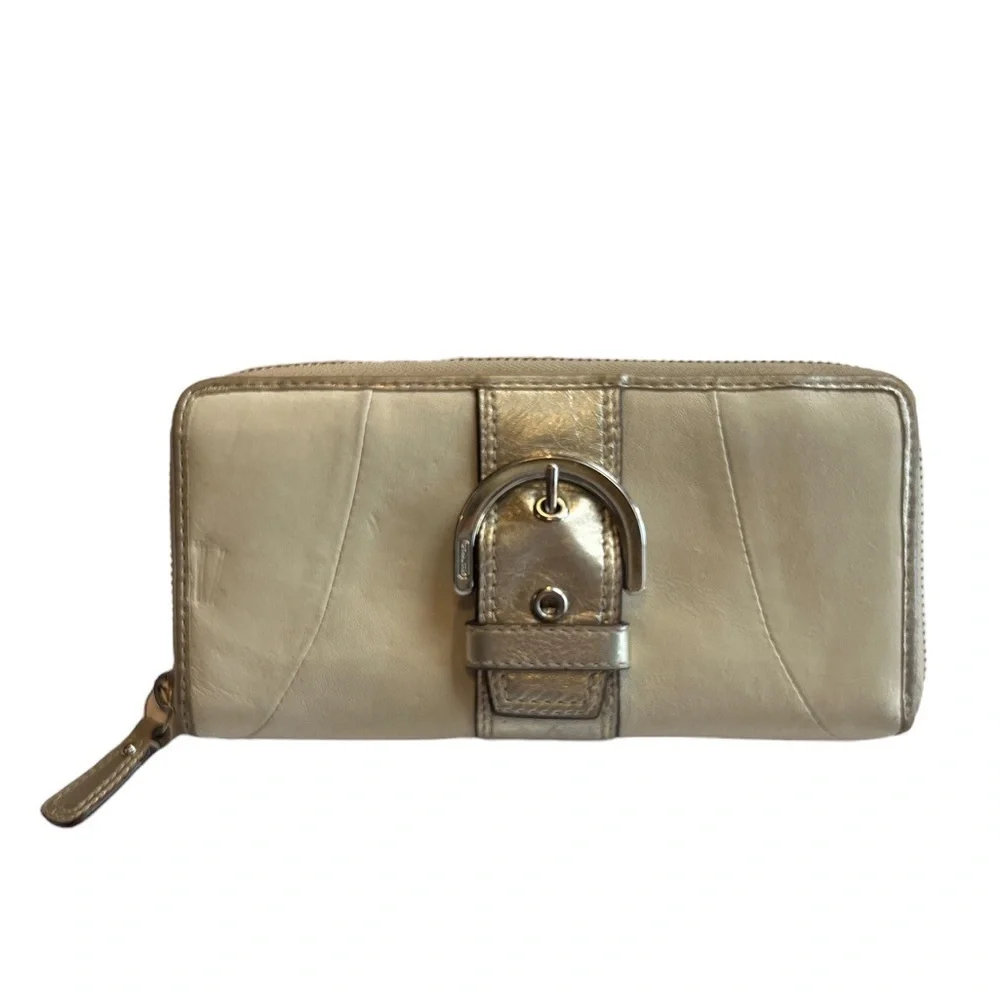 Coach large Gold & Cream Tan Two Tone wallet